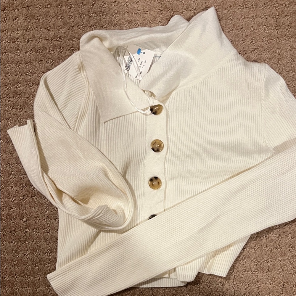 Debut Ivory Button-Up Cardigan
